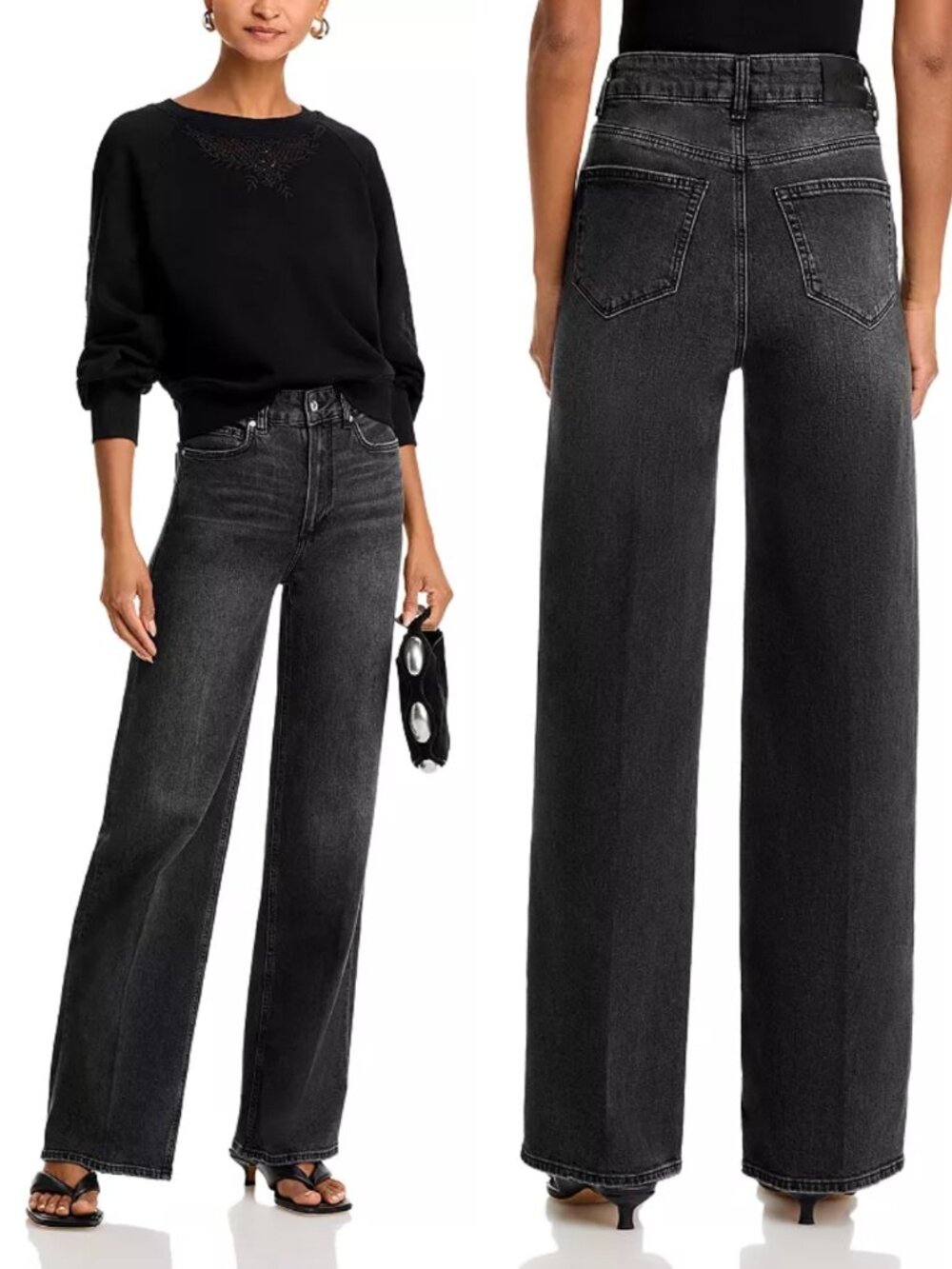 Paige Sasha 32" Wide Leg High-rise Jean Viper Black